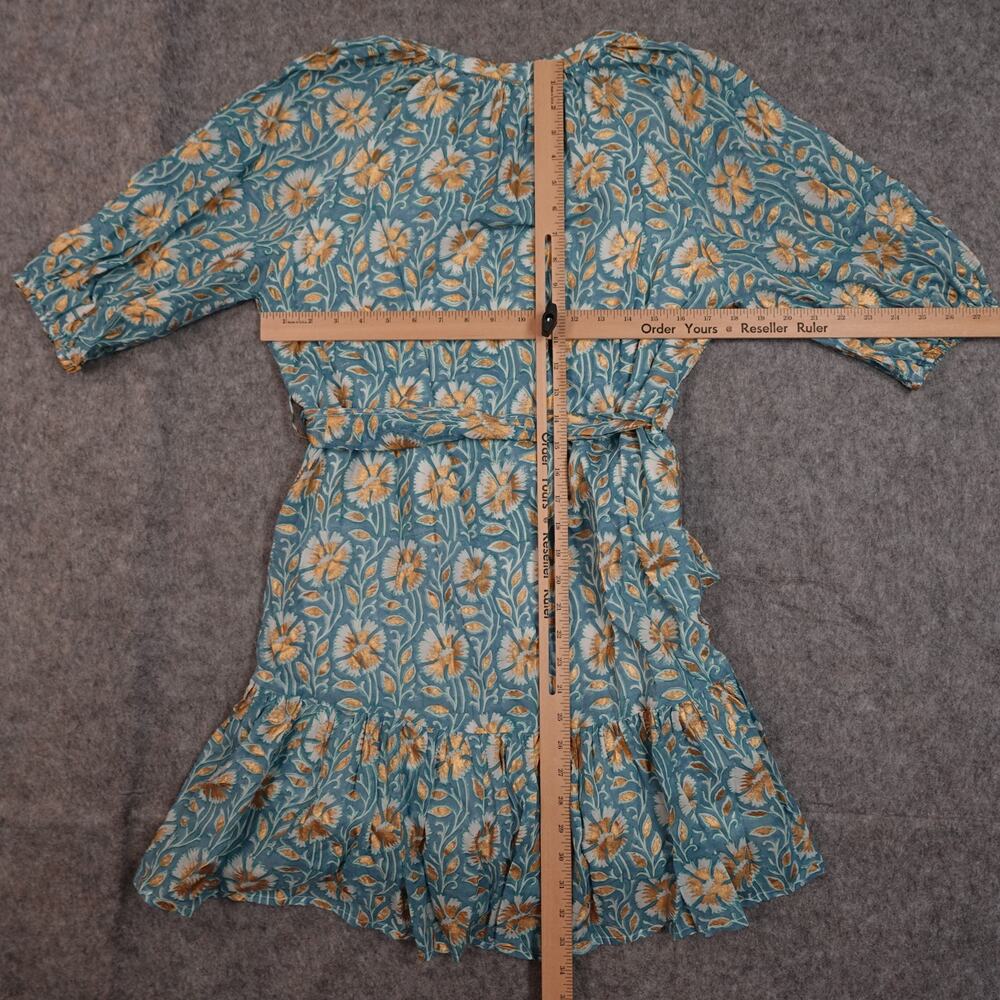Oliphant Dress Womens Small Haveli Mini Ruffle Hem Puff Sleeve Cotton Feminine - Picture 7 of 10